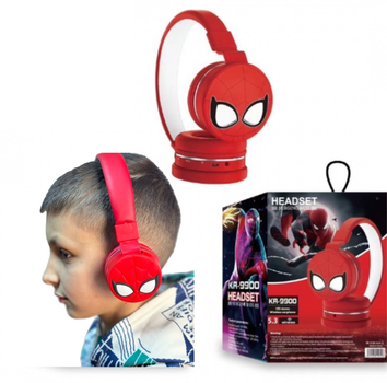 Детские беспроводные наушники Spider-Man накладные c Bluetooth и микрофоном для мальчика регулируемый размер красный (AN)34095