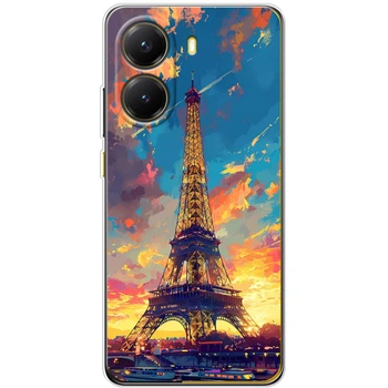 Силиконовый Чехол с Картинкой для Xiaomi Poco X7 Pro Принт (Париж, Эйфелева Башня) (65046-ysm038)