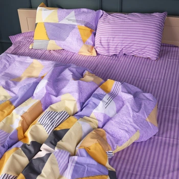Пододеяльник MirSon Бязь 17-0764 Violet triangles 143х210 см (2200010938227)