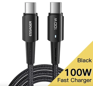Кабель Essager USB Type-C - USB Type-C 100W швидка зарядка, з PD 3.0, QC 4.0, 20V/ 5А, 480 Мбіт/с (1 метр)