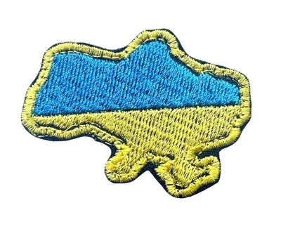 Шеврон Прапор України у вигляді жовто-блакитної карти патриотичний патч нашивка з липучкою вишивка 6х4 см