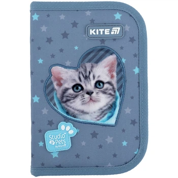 Пенал без наполнения Kite Studio Pets SP25-622-3, 1 отделение, 2 отворота 20,5х14х4 серый
