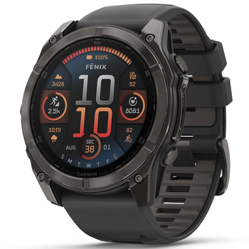 Спортивные часы GARMIN Fenix 8 51mm AMOLED Sapphire Carbon Gray DLC Titanium with Black Silicone Band