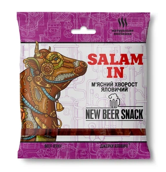 Мясной хворост говяжий сыровяленый "Salam in" 50 г, мясные джерки, закуски под пиво