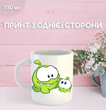 Кружка Ам Ням с принтом керамическая чашка Om-nom Cut the rope 330 мл Uk_442
