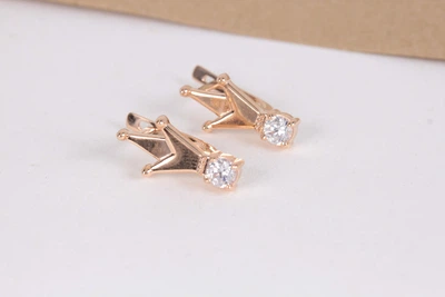 Детские золотые сережки корона S-0041
