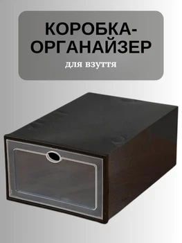Коробка органайзер для зберігання взуття пластик 33х23х14 см Чорний (60108)
