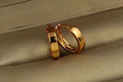 Серьги кольца Хuping Jewelry гладкие 1,3 см золотистые