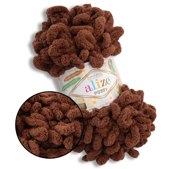 Alize Puffy №493 Кора, 100г/9м – Ализе Пуффи, плюшевая пряжа с готовыми петлями для вязания руками пледов, игрушек и аксессуаров