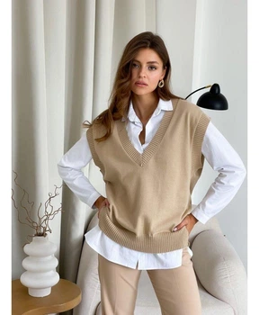 Жилетка вязаная женская ART KNIT бежевая, S 027012