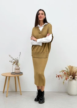 Жіноча в’язана жилетка Jolie ARTKNIT S-M Світло-коричневий (ak32213)
