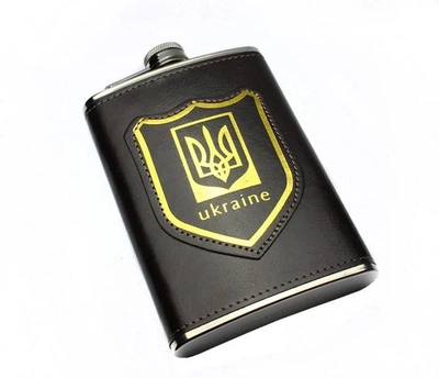 Фляга 265 мл кожаная Украина