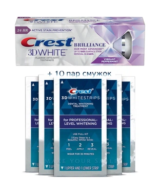 Набор для отбеливания Crest 3D White Professional effects 10 пар полосок & паста Сrest 3D Brilliance 130 g