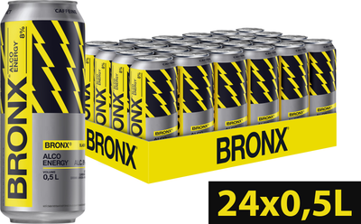 Упаковка слабоалкогольного енергетичного напою BRONX 8% 0.5 л х 24 шт. (4820193032390)