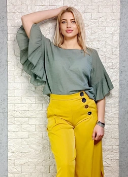 Блуза батистова прямого крою, оливкова Italy Moda S-L 11-104