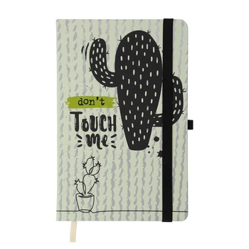 Деловая записная книжка BuroMax Idea "Кактус - Don't touch me" А5 96 листов клеточка на резинке светло-серый