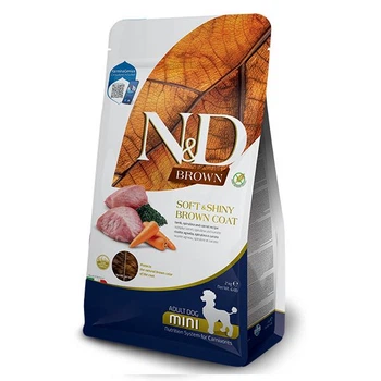 Сухий беззерновий корм для собак малих порід з коричневою шерстю Farmina N&D Grain Free Brown Adult Mini Lamb з ягням, спіруліною та морквою 2 кг (177878)