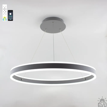 Светодиодная люстра Esllse STELLA 96W R серая подвесная с пультом и приложением Ø60×120см 220V IP20