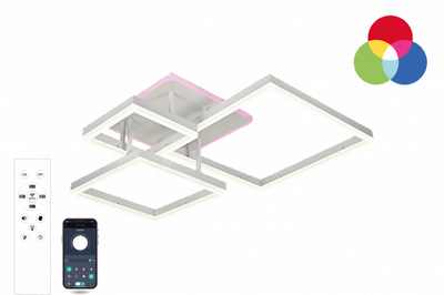 Управляемая светодиодная люстра GENNY SQUARE RGB 105W 4S WHITE Luminaria с пультом и приложением -APP-220-IP20