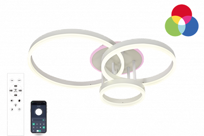 Управляемая светодиодная люстра GENNY ROUND RGB 80W 4R WHITE Luminaria с пультом и приложением -APP-220-IP20