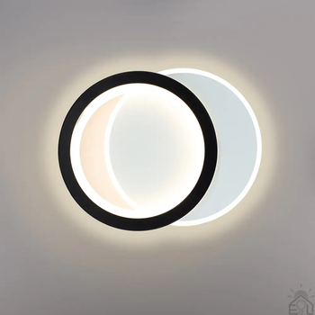 LED бра VIVA 25W 2R бело-черное Esllse ON/OFF WHITE/BLACK 220V настенный светильник "два круга" 250×200×40мм