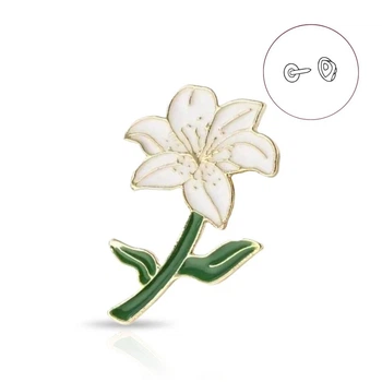 Значок (пин) BROCHE брошь бижутерия Цветы Лилия белый BRGV114837