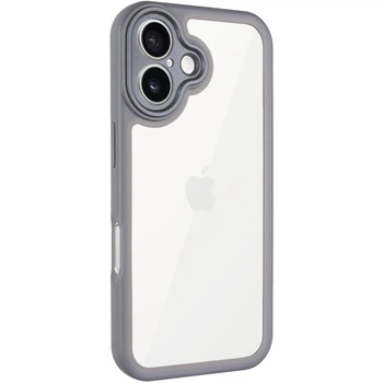 Чехол TPU Transparent, Colour 1.5 мм для Apple Айфон 16 , прозрачный силиконовый чехол с цветным бампером Grey