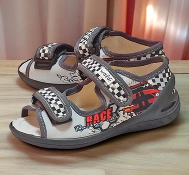 Детские открытые тапочки для мальчика ортопедические Waldi Тарас Красная Машина 23(стелька 14,9см)