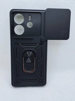 Противоударный чехол Defense Ring для Xiaomi Redmi Note 14 4G с кольцом Черный