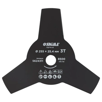 Ніж для тримера SIGMA Ø255×25.4мм 3Т(5624311)