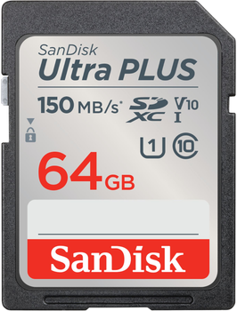 Карта памяти SanDisk Ultra PLUS SDXC 64GB V10 UHS-I (0619659201128)