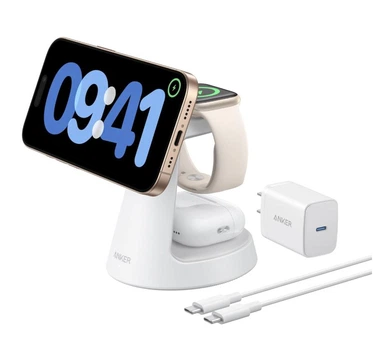 Зарядное устройство Anker MagGo 3-in-1 Magsafe Charging Station Qi2 15W - White
