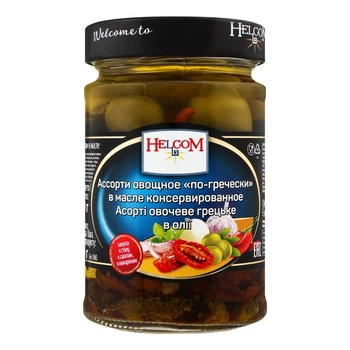 Микс греческий Helcom оливки с вялеными помидорами 270 г (5908258301328)