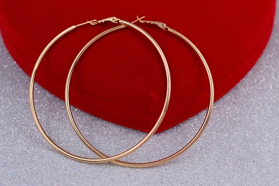 Серьги кольца Хuping Jewelry гладкие 7 см золотистые