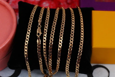 Цепь Xuping Jewelry панцирная с квадратными звеньями 50 см 3 мм золотистая
