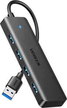 USB-хаб UGREEN CM219 USB 3.0 to 4xUSB 3.0 5Gbps Black (25851)