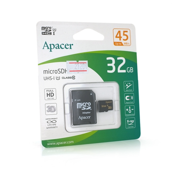 Карта памяти Apacer microSDHC 32GB Class 10 UHS-I флешка для смартфонов и камер быстрая память (TOR-JUG_22B)