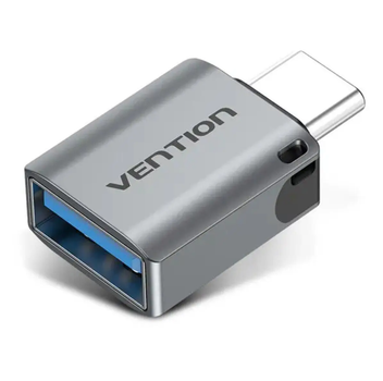 Перехідник OTG Vention USB-C Male to USB 3.0 Female Adapter Gray Aluminum Alloy Type (CDQH0)