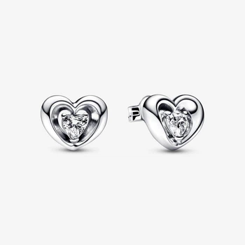 Серебряные серьги Сияющее сердце и камень Пандора Pandora 292500C01