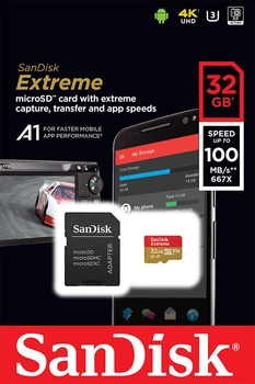 Карта памяти Sandisk microSDHC 32GB Extreme A1 Class 10 V30 UHS-I U3 (SDSQXAF-032G-GN6MA)