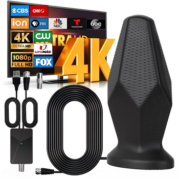 Универсальная FullHD 4К комнатная ТВ антенна для HDTV, DVB-T/T2, ISDB-T, ATSC с усилением 36 дБ и USB-питанием