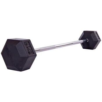 Штанга фиксированная прямая обрезиненная Rubber Hexagon Barbell Record TA-6230-40 40 кг