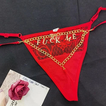 Жіночі сексуальні трусики стрінги з підвісками Sexy One Size червоний (8-185)