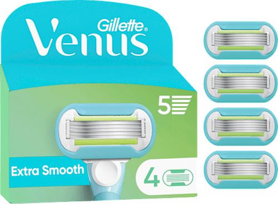 Змінні картриджі для гоління (леза касети) жіночі Gillette Venus 5 лез Extra Smooth касети 4 шт