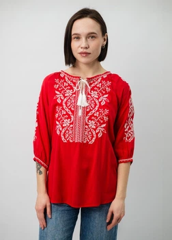 Вышиванка Narodnyy Butik Волна Красная 1012 52