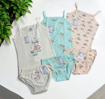 Комплект 3шт белья для девочек маечка трусики хлопок Baykar р 5 146-152 см 9-10 лет арт 4678-5678 Зайчонок