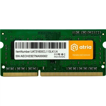 Модуль памяти ATRIA DDR3 4GB 1600MHz sodimm 1.35V UAT31600CL11SLK1/4 (UAT31600CL11SLK1/4)