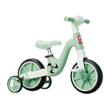 Детский велосипед беговел 2в1 BestTrike с дополнительными колесами подсветкой и песнями УКРАИНСКАЯ ОЗВУЧКА Зеленый