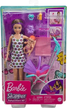 Кукла Барби Скиппер Няня с коляской и пупсом Barbie Skipper GXT34