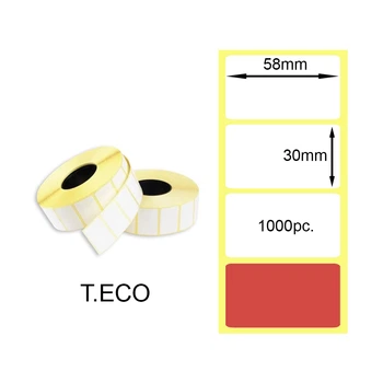 Червона термоетикетка 58x30 мм 1000шт. RED Т.ЕКО (T.ECO Thermal Labels)